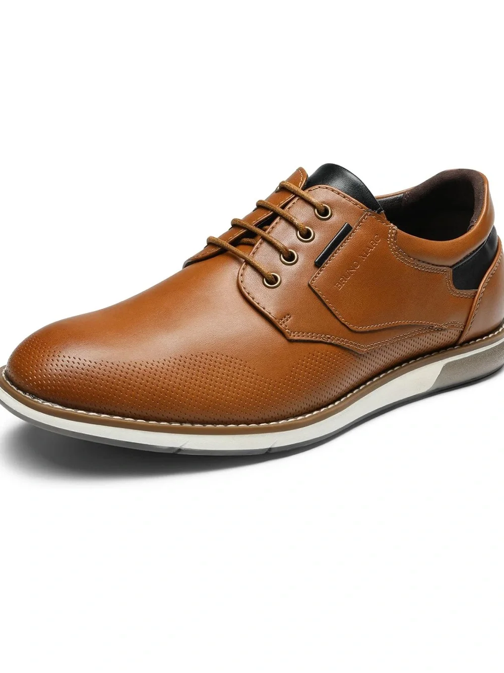 Men's Tan Leather Derby with Perforated Toe